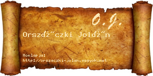 Orszáczki Jolán névjegykártya